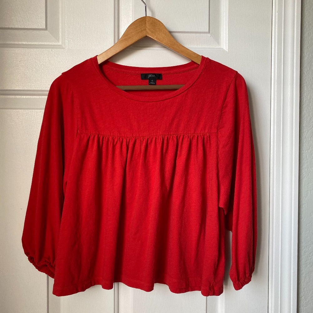 J. Crew Red Pullover Blouse